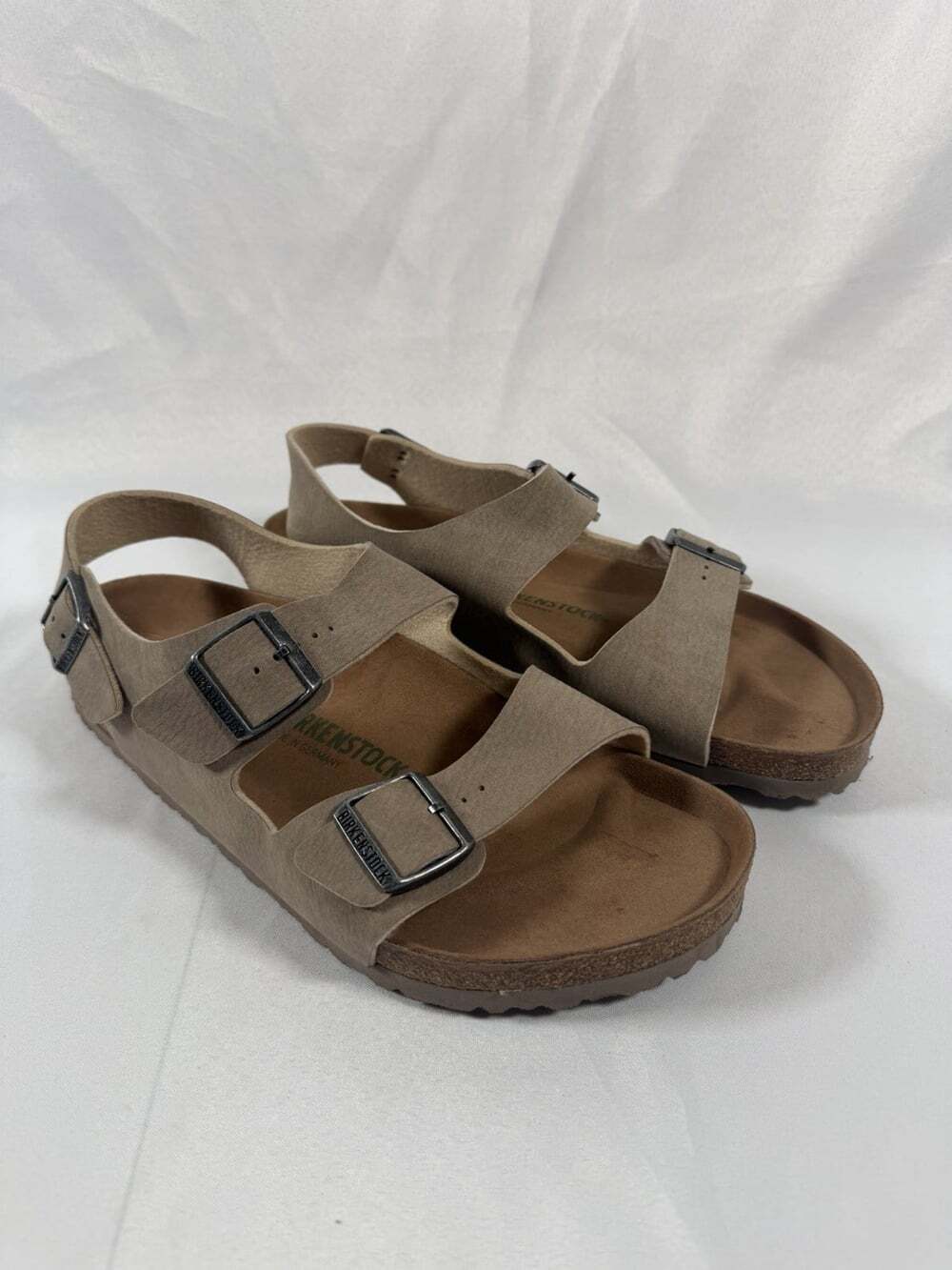 Birkenstock Milano Vegan Microfiber Sandals Desert Dust Gray Taupe EU-45 US-12